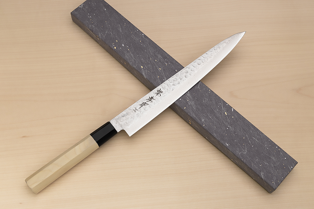 Sakai Takayuki 45-layer Damascus AUS10 Sujihiki knife 240mm (9.5") Magnolia/Italian resin handle - Knife-Life - Best Japanese Knife Store