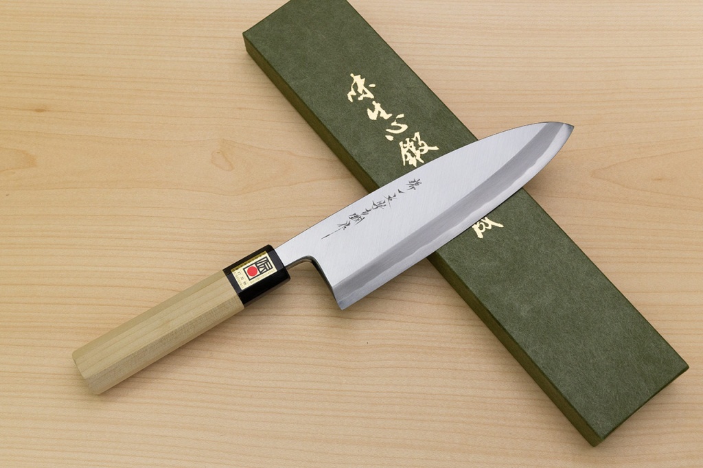 Sakai Genkichi Blue steel 2 Deba Knife 180mm Magnolia Wood handle with buffalo horn