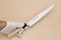 Sakai Takayuki AUS8 Sujihiki knife 240mm (9.5 ") Magnolia/Buffalo horn handle - Knife-Life - Best Japanese Knife Store