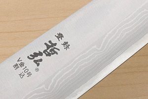 Tetsuhiro VG10 Kasumi nagashi Damascus Sujihiki knife 240mm (9.5") Black paper micarta