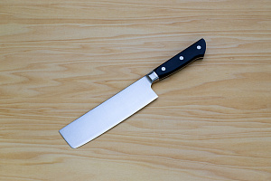 Tetsuhiro Super Gold 2 Nakiri vegetable knife 160mm (6.3") Black paper micarta