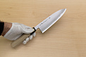 Sakai Genkichi White steel 2 Santoku 180 (7.1) Magnolia Wood handle with buffalo horn - Knife-Life - Best Japanese Knife Store