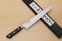 Tetsuhiro VG10 Kasumi nagashi Damascus Sujihiki knife 240mm (9.5") Black paper micarta - Knife-Life - Best Japanese Knife Store