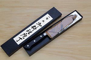 Tetsuhiro Blue Super Santoku knife 170mm (6.7") Black paper micarta