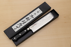 Tetsuhiro VG10 Damascus Nakiri vegetable knife 160mm (6.3") Black paper micarta