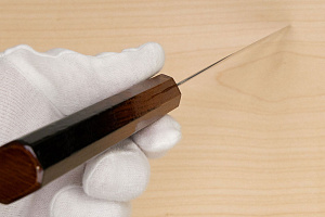 Hokiyama Sakon Bokusui AUS10 ROU-Wave Damascus 210mm (8.3") Gyuto knife with Burnt pattern Urushi lacquered Magnolia Wood octagon handle