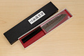 Hokiyama Sakon AUS10 Hammered shiny Damascus 165mm (6.5") Santoku knife with Gold Dust Urushi lacquered Magnolia Wood octagon handle - Knife-Life - Best Japanese Knife Store