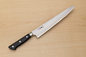 Tetsuhiro VG10 Kasumi nagashi Damascus Sujihiki knife 240mm (9.5") Black paper micarta - Knife-Life - Best Japanese Knife Store