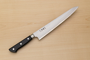 Tetsuhiro VG10 Kasumi nagashi Damascus Sujihiki knife 240mm (9.5") Black paper micarta