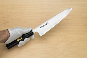 Goko Hamono Shimosanokuni Kogetsu White steel 1 Hon-yaki Gyuto knife 240 mm (9.5") Rosewood handle