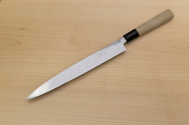 Sakai Genkichi White steel 2 Yanagiba Sashimi Knife 270 (10.6) Magnolia Wood handle with buffalo horn