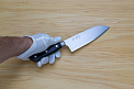 Tetsuhiro Blue Super Santoku knife 170mm (6.7") Black paper micarta - Knife-Life - Best Japanese Knife Store