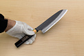 Sakai Genkichi Kurouchi Warikomi White steel 2 Santoku knife 180mm (7.1) Magnolia Wood with Akebono-Nuri Urushi Lacque - Knife-Life - Best Japanese Knife Store
