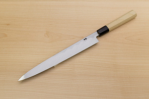 Sakai Genkichi Blue steel 2 Yanagiba Sashimi Knife 270 (10.6) Magnolia Wood handle with buffalo horn
