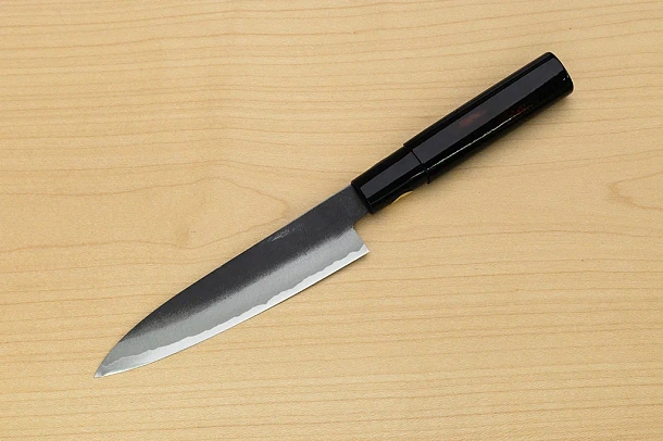 Sakai Genkichi Kurouchi Warikomi White steel 2 Petty knife 140mm (5.5") Magnolia Wood with Akebono-Nuri Urushi Lacque Sakai Genkichi Kurouchi Warikomi White steel 2 Petty knife 140mm (5.5") Magnolia Wood with Akebono-Nuri Urushi Lacque