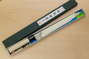 Sakai Genkichi White steel 2 Yanagiba Knife for Sashimi 300 (11.8) Magnolia Wood handle with buffalo horn