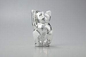 Designer's Premium Silver Maneki-Neko Small 14cm