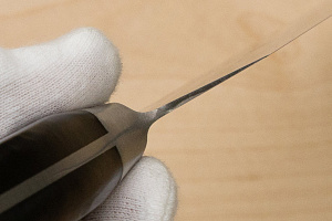 Tetsuhiro VG10 Kasumi nagashi Damascus Gyuto knife 240mm (9.5") Black paper micarta