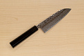 Hokiyama Sakon AUS10 Hammered shiny Damascus 165mm (6.5") Santoku knife with Gold Dust Urushi lacquered Magnolia Wood octagon handle - Knife-Life - Best Japanese Knife Store