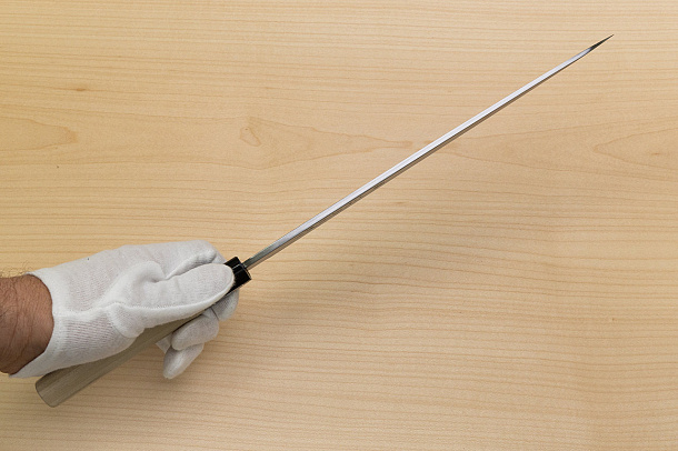 Sakai Genkichi White steel 2 Yanagiba Sashimi Knife 270 (10.6) Magnolia Wood handle with buffalo horn