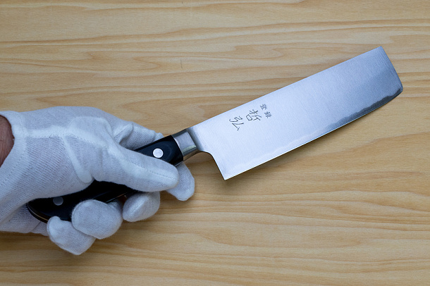 Tetsuhiro Blue steel 2 Nakiri vegetable knife 160mm (6.3") Black paper micarta Tetsuhiro Blue steel 2 Nakiri vegetable knife 160mm (6.3") Black paper micarta