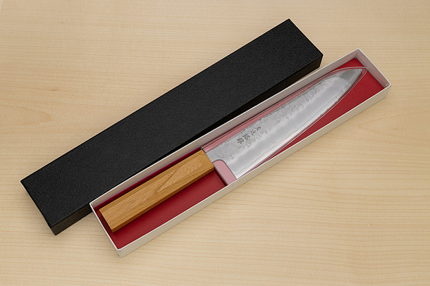 Hokiyama Ginga San-mai Silver steel 3 Gyuto 210mm (8.3") Elongated Octagonal Japanese Zelkova Handle
