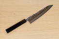 Hokiyama Sakon AUS10 Hammered shiny Damascus 210mm (8.3") Gyuto knife with Gold Dust Urushi lacquered Magnolia Wood octagon handle - Knife-Life - Best Japanese Knife Store