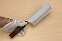 Sakai Genkichi Warikomi AUS8 Nakiri vegetable knife 165mm (6.5) Magnolia Wood with  Negoro-Nuri Urushi Lacque - Knife-Life - Best Japanese Knife Store