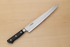 Tetsuhiro VG10 Kasumi nagashi Damascus Sujihiki knife 270mm (10.7") Black paper micarta