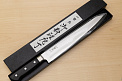 Tetsuhiro VG10 Kasumi nagashi Damascus Sujihiki knife 270mm (10.7") Black paper micarta - Knife-Life - Best Japanese Knife Store