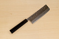 Hokiyama Sakon AUS10 Hammered shiny Damascus 165mm (6.5") Nakiri knife with Gold Dust Urushi lacquered Magnolia Wood octagon handle - Knife-Life - Best Japanese Knife Store