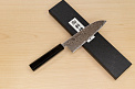 Hokiyama Sakon Bokusui AUS10 ROU-Wave Damascus 165mm (6.5") Santoku knife with Gold Dust Urushi lacquered Magnolia Wood octagon handle - Knife-Life - Best Japanese Knife Store