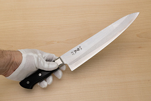 Tetsuhiro VG10 Kasumi nagashi Damascus Gyuto knife 240mm (9.5") Black paper micarta