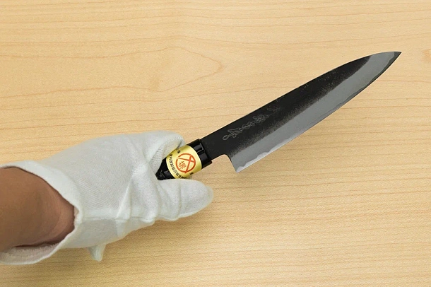 Sakai Genkichi Kurouchi Warikomi White steel 2 Petty knife 140mm (5.5") Magnolia Wood with Akebono-Nuri Urushi Lacque Sakai Genkichi Kurouchi Warikomi White steel 2 Petty knife 140mm (5.5") Magnolia Wood with Akebono-Nuri Urushi Lacque