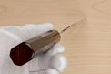Hokiyama Sakon AUS10 Hammered shiny Damascus 170mm (6.7") Bunka knife with Burnt pattern Urushi lacquered Magnolia Wood octagon handle - Knife-Life - Best Japanese Knife Store