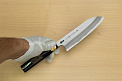 Sakai Genkichi Warikomi Blue steel 2 Santoku knife 180mm (7.1) Magnolia Wood with Akebono-Nuri Urushi Lacque - Knife-Life - Best Japanese Knife Store