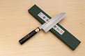 Sakai Genkichi Warikomi AUS8 Santoku knife 180mm (7.1) Magnolia Wood with Akebono-Nuri Urushi Lacque - Knife-Life - Best Japanese Knife Store