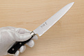 Tetsuhiro Blue Super Petty knife 150mm (6") Black paper micarta - Knife-Life - Best Japanese Knife Store