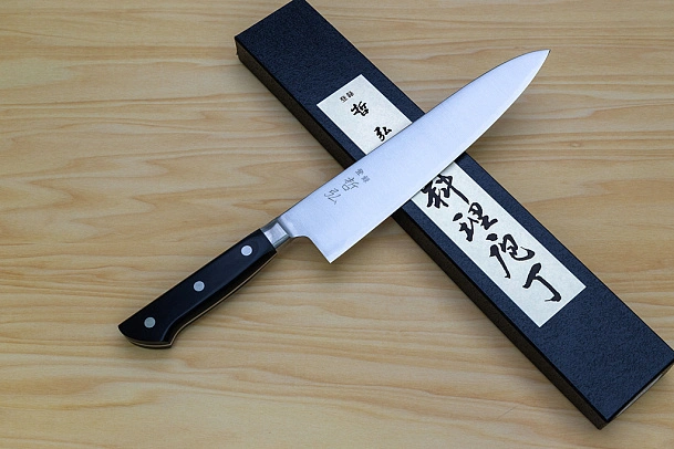 Tetsuhiro Blue Super Gyuto knife 210mm (8.3") Black paper micarta