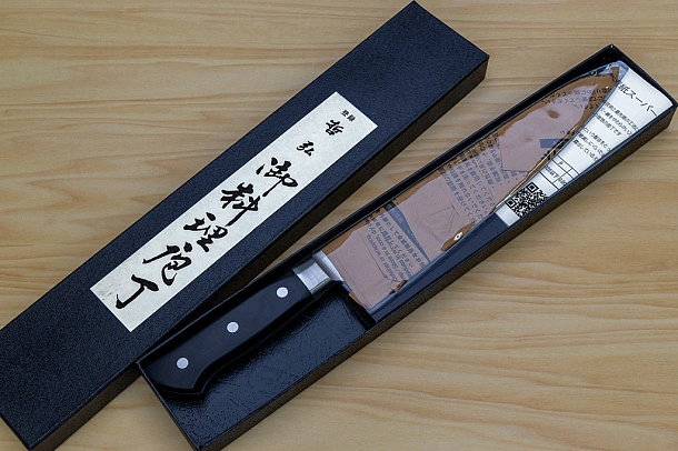 Tetsuhiro Blue Super Gyuto knife 240mm (9.5") Black paper micarta Tetsuhiro Blue Super Gyuto knife 240mm (9.5") Black paper micarta