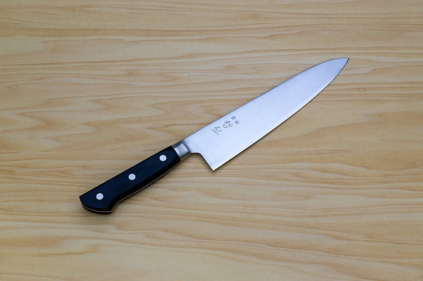 Tetsuhiro Blue Super Gyuto knife 210mm (8.3") Black paper micarta