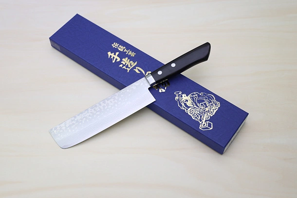 Miki VG10 35 Layers Damascus Nakiri knife 165mm (6.5") Black Pakkawood handle