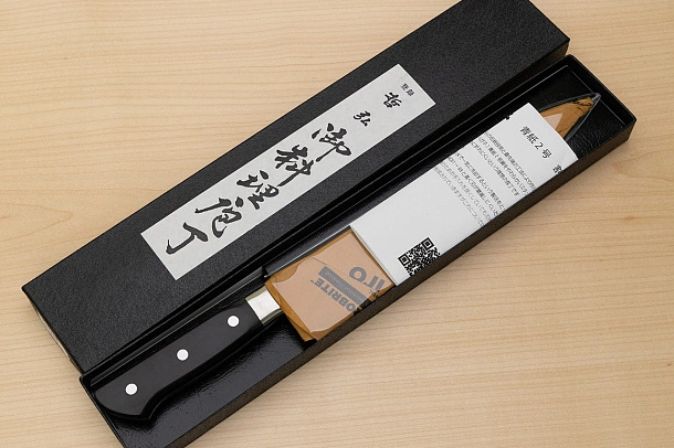 Tetsuhiro Blue steel 2 Gyuto knife 240mm (9.5") Black paper micarta