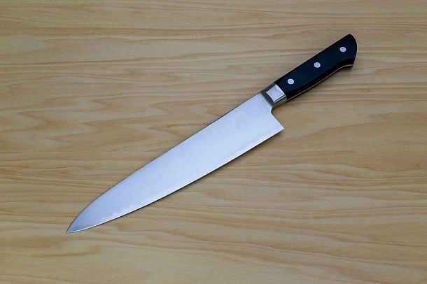 Tetsuhiro Blue Super Gyuto knife 240mm (9.5") Black paper micarta Tetsuhiro Blue Super Gyuto knife 240mm (9.5") Black paper micarta