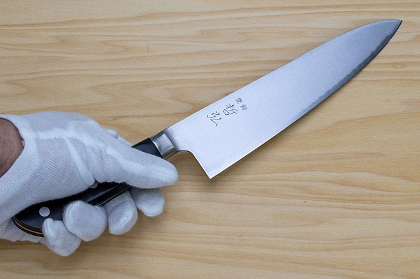 Tetsuhiro Blue Super Gyuto knife 210mm (8.3") Black paper micarta