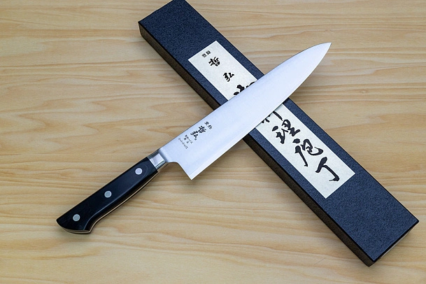 Tetsuhiro Super Gold 2 Gyuto knife 210mm (8.3") Black paper micarta