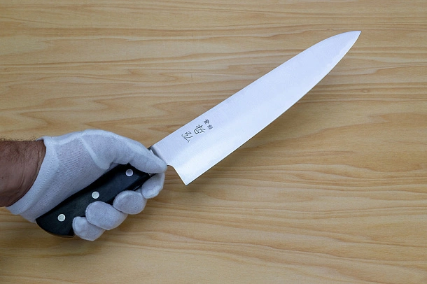 Tetsuhiro Blue Super Gyuto knife 240mm (9.5") Black paper micarta Tetsuhiro Blue Super Gyuto knife 240mm (9.5") Black paper micarta