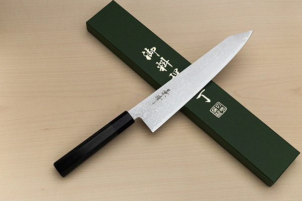 Kagekiyo VG10 Damascus Kiritsuke knife 240mm (9.5") Wood micarta