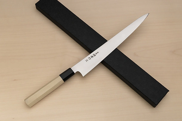 Sakai Takayuki Bohler Uddeholm Sujihiki knife 240mm (9.5 ") Magnolia/Buffalo horn handle