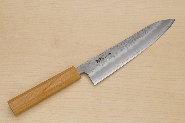 Hokiyama Ginga San-mai Silver steel 3 Gyuto 210mm (8.3") Elongated Octagonal Japanese Zelkova Handle
